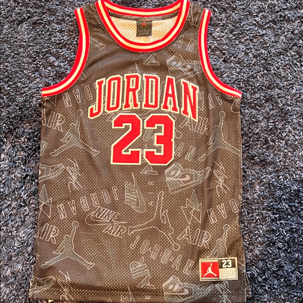Jordan 23 Red and Gray Graphic Jersey